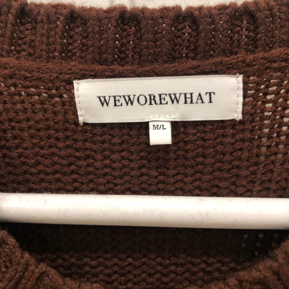 WeWoreWhat Cozy Brown Oversized Sweater with Cuffs (M/L)